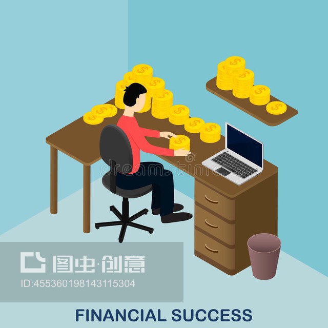 财务成功。等价黄金。美元。Financial success. Isometric gold. US dollars.